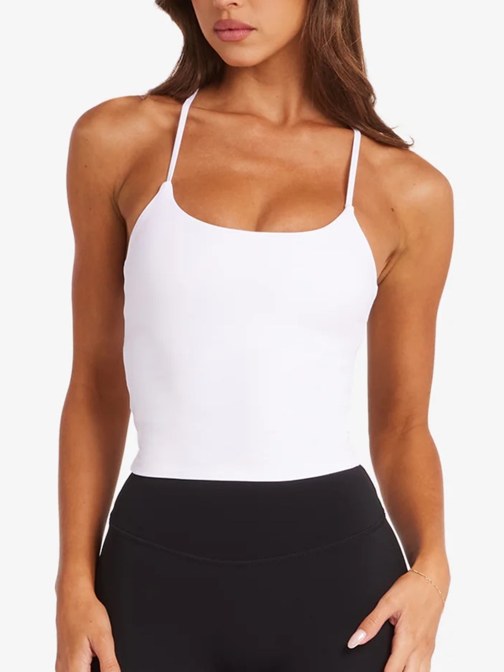 CSB Freedom Sculpt Tank White Women's White Strappy Cropped Cami Tank Top